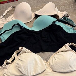 Women's Nursing Bra Collection - Black, Cream, and Teal Bras